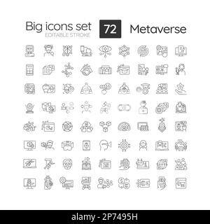 Metaverse lineare Symbole festgelegt Stock Vektor