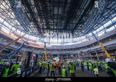 Los Angeles, Usa. 07. März 2023. Ein Blick auf das zukünftige Zuhause der Los Angeles Clippers, den Intuit Dome, vor einer Abschlusszeremonie in Inglewood. Kredit: SOPA Images Limited/Alamy Live News Stockfoto