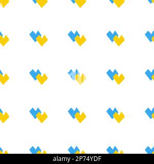 Nahtloses Muster mit Form Herzen Ukraine Nationalblau und Gelb auf weißem Hintergrund Stock Vektor