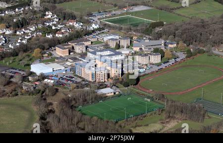 Luftaufnahme der Leeds Trinity University, West Yorkshire, Großbritannien Stockfoto