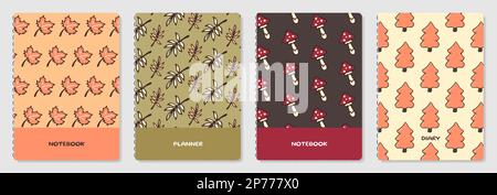 Cartoon-Überzüge mit bunten und niedlichen Pflanzen Stock Vektor