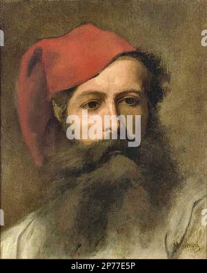 Gottlieb Maurycy - Portret mężczyzny w tureckim kapeluszu - Polska Szkoła - Gottlieb Maurycy - Portrait of a man with a Turkish hat - Polnische Schule - Stockfoto