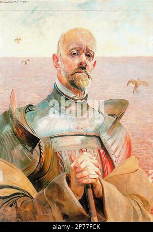 Malczewski Jacek - Autoportret 01 (w zbroi) - Szkoła polska - - Malczewski Jacek - Selbstportrait 01 (in Armor) - Polnische Schule - Stockfoto