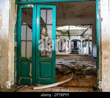 Lost Place Balneario Los Berrazales, Botteleria Agua de Agaete in Valle de Agaete auf Gran Canaria, Kanarische Inseln, Spanien. Stockfoto