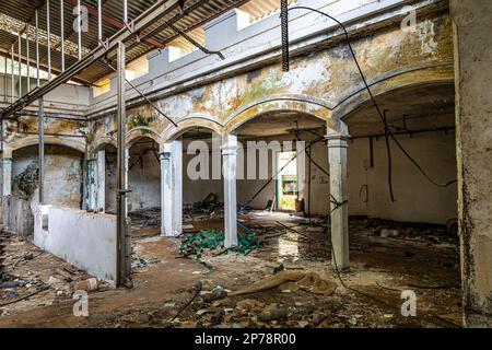 Lost Place Balneario Los Berrazales, Botteleria Agua de Agaete in Valle de Agaete auf Gran Canaria, Kanarische Inseln, Spanien. Stockfoto