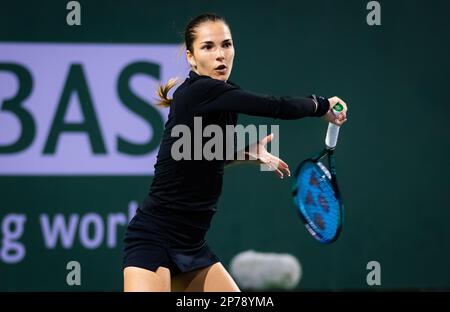 Mirjam Bjorklund aus Schweden während der ersten Qualifikationsrunde des BNP Paribas Open 2023, WTA 1000 Tennis Turnier am 6. März 2023 in Indian Wells, USA - Foto: Rob Prange/DPPI/LiveMedia Stockfoto