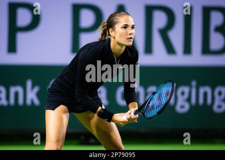 Mirjam Bjorklund aus Schweden während der ersten Qualifikationsrunde des BNP Paribas Open 2023, WTA 1000 Tennis Turnier am 6. März 2023 in Indian Wells, USA - Foto: Rob Prange/DPPI/LiveMedia Stockfoto