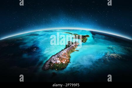 Planet Erde - Neuseeland. 3D-Rendering. Elemente dieses Bildes, bereitgestellt von der NASA Stockfoto