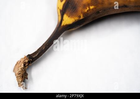 Reifer Bananenstamm, isoliert auf weißem Hintergrund. Selektiver Fokus. Stockfoto