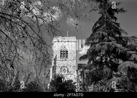 Der antike Kirchturm von St. Nicolas in Deptford Green, South London, Großbritannien Stockfoto