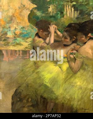 Gelbe Tänzer, die in den Flügeln, Edgar Degas, 1874-1876, Kunst Institut von Chicago, Chicago, Illinois, USA, Nordamerika, Stockfoto