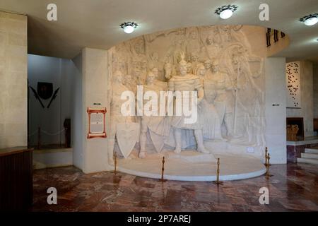 Die Liga von Lezha im Skanderbeg-Museum der Festung Kruja oder Kruje, Albanien Stockfoto