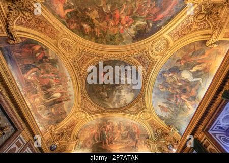 Deckengemälde Salon de Diane, Chateau de Versailles, Departement Yvelines, Region Ile-de-France, Frankreich Stockfoto