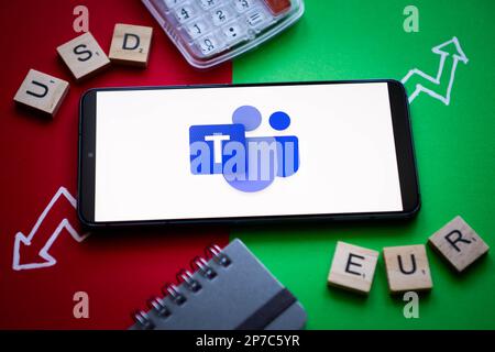 8. März 2023, Nysa, Polen: Auf diesem Foto ist ein Logo von Microsoft Teams auf einem Smartphone zu sehen. (Kreditbild: © Mateusz Slodkowski/ZUMA Press Wire) NUR REDAKTIONELLE VERWENDUNG! Nicht für den kommerziellen GEBRAUCH! Stockfoto