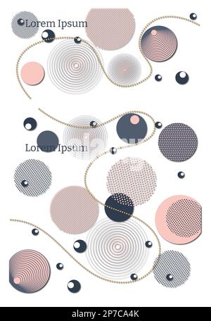 Moderne geometrische Hintergründe aus Kreisen mit Platz für Text. Visitenkarte, Werbeflyer, Web-Hintergrund. Abstraktes Konzept für Postkarte, Invita Stockfoto