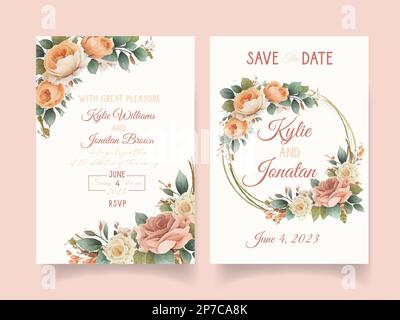 Grußkarte mit Blumen, Aquarell, kann als Einladungskarte für Hochzeit, Geburtstag und andere Feiertage und Sommer verwendet werden. Vektor Stock Vektor