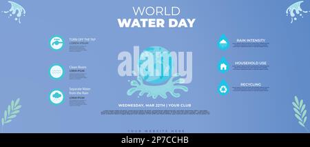 Vorlage Für Den Weltwassertag. Save Water Ecology Concept kreatives Logo. Vektordarstellung Stock Vektor