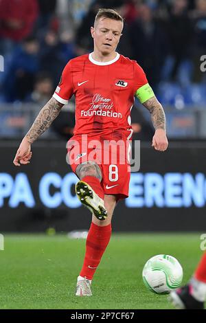 Rom, Latium. 07. März 2023. Jordy Clasie AZ Alkmaar während des Fußballspiels der UEFA Conference League Spiel Serie A Spiel Lazio gegen AZ Alkmaar, Stadio Olimpico Rom, Italien, 07. März 2023 Fotografo01 Kredit: Independent Photo Agency/Alamy Live News Stockfoto