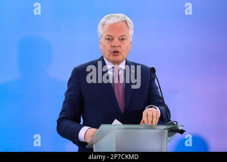 Lemberg, Ukraine 3. märz 2023. Didier Reynders nimmt an einem Gipfeltreffen "United for Justice" Teil, um Anschuldigungen über Kriegsverbrechen in der Ukraine zu diskutieren, die inmitten Russlands Angriffs auf die Ukraine verübt wurden. Stockfoto