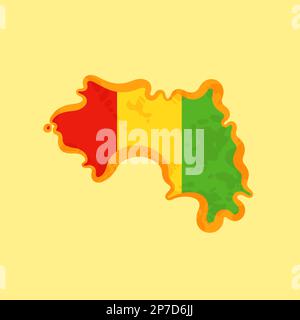 Karte von Guinea mit der Flagge und einer goldenen Linie im grunge Vintage-Stil. Stock Vektor