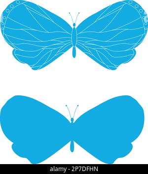 Ein Set dekorativer Schmetterlinge. Schmetterlingsgruppe isoliert ohne Hintergrund. Vektordarstellung. Stock Vektor