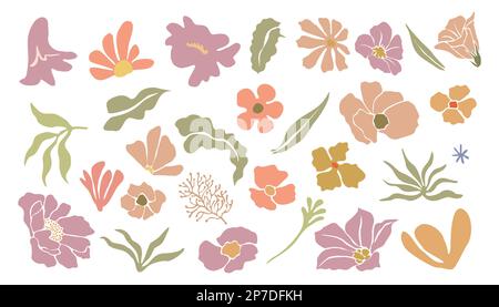 Set aus handgezeichneten Formen, Blumenmustern. Stock Vektor