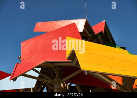 11-05-2016, Detailansicht des Biodiversitätsmuseums von Frank O. Gehry, Panama-Stadt, Republik Panama, Mittelamerika. Stockfoto