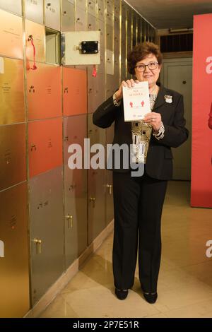 Madrid, Spanien. 08. März 2023. Die Schriftstellerin Carmen Caffarel, die während einer Feier zu Ehren der Frauen gesehen wurde, die das Instituto Cervantes am Internationalen Frauentag 8M in Madrid feiert. Kredit: SOPA Images Limited/Alamy Live News Stockfoto