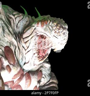 3D-Darstellung eines isolierten, gefährlichen Außerirdischen, sehr stark mit messerscharfen Fingernägeln Stockfoto