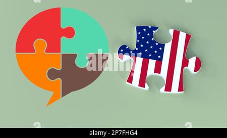 US-Flagge und Puzzle Stockfoto