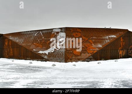 Rschew, Russland - 18. Dezember 2021: Rschew-Gedenkstätte für den sowjetischen Soldaten, gewidmet den Schlachten von Rschew. Stockfoto