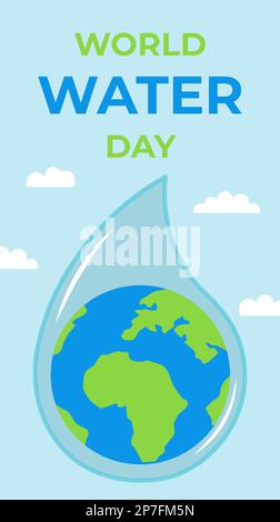 World Water Day Informing Flyer Broschüre Mit Erde In Der Drop Ecology Vector Illustration In Flat Style Stock Vektor