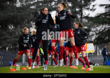 Laval, Frankreich. 21. Februar 2023. Laval, Frankreich, Februar 21. 2023: Aktion des internationalen Freundschaftsspiels zwischen Dänemark und Uruguay im Stade Francis Le Basser in Laval, Frankreich (James Whitehead/SPP). Kredit: SPP Sport Press Photo. Alamy Live News Stockfoto