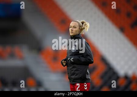 Laval, Frankreich. 21. Februar 2023. Laval, Frankreich, Februar 21. 2023: Aktion des internationalen Freundschaftsspiels zwischen Dänemark und Uruguay im Stade Francis Le Basser in Laval, Frankreich (James Whitehead/SPP). Kredit: SPP Sport Press Photo. Alamy Live News Stockfoto