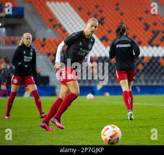 Laval, Frankreich. 21. Februar 2023. Laval, Frankreich, Februar 21. 2023: Aktion des internationalen Freundschaftsspiels zwischen Dänemark und Uruguay im Stade Francis Le Basser in Laval, Frankreich (James Whitehead/SPP). Kredit: SPP Sport Press Photo. Alamy Live News Stockfoto