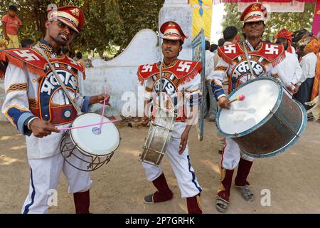 LAKHERI, INDIEN, 7. November 2017 : Musiker während des Lakheri Festivals, Teil von Bundi Utsav, einer bemerkenswerten Gruppe traditioneller Kunst, rajasthani cultu Stockfoto