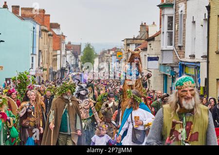 Beltane Celebrations in Glastonbury, Somerset Stockfoto