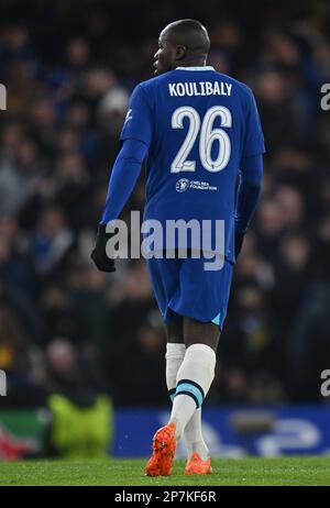 England, London, 07. März 2023 - Kalidou Koulibaly von Chelsea während der UEFA Champions League-Runde von 16. Teilstück zwei zwischen Chelsea und Borussia Stockfoto