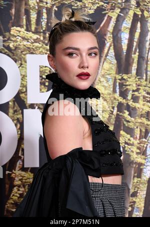 London, Großbritannien. 07. März 2023. 8. März 2023, London, Großbritannien. Florence Pugh Ankunft im A Good Person UK Premiere, Ham Yard Hotel, London. Kredit: Doug Peters/Alamy Live News Stockfoto