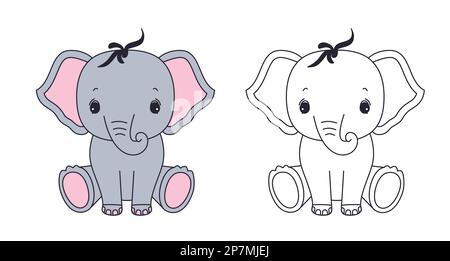 Malbuch für Zootiere für Kinder. Lustiger Elefant im Cartoon-Stil. Zeichnen Sie die Punkte nach, und färben Sie das Bild aus. EPS 10 Stock Vektor
