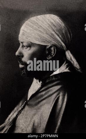 1900 c, ETHYOPIA : der Negus von Eritrea Kaiser MENELIK II . , getauft als Sahle Maryam ( 1844 - 1913 ) , war von 1889 bis zu seinem Tod Negusa Nagast Äthiopiens . - MENELIK Imperatore dell' ABISSINIA - Herrscher von Shewa- ETIOPIA - POLITICA - POLITIC - STATISTA - foto storiche - foto storica - Portrait - ritratto - Profil - profilo - Herrscher von Shewa - Bart - barba - COLONIE ITALIANE - COLONIALISMO - Imperatore - Reali - Königliche Hoheit - nobiltà - Adel --- Archivio GBB Stockfoto