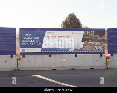 COLLEGNO, ITALIEN - CA. JANUAR 2023: Verlängerung der U-Bahn-Linie 1 Stockfoto