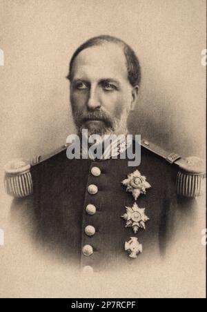 1890 Ca , Bruxelles , Belgien : PHILIPPE Compte de Flandre ( 1837 - 1905 ) de Belgique , Duc de Saxe, Prinz de Saxe-Cobourg-Gotha, Sohn des Königs der Belgier Leopold I ( 1790 - 1865 ) , Bruder des Königs der Belgier Leopold II ( 1835 - 1909 ). 1867 mit Prinzessin Marie de Hohenzollern Sigmaringen ( 1845 - 1912 ) verheiratet und 5 Söhne. Sein junger Sohn ALBERT ( 1875 - 1934 ) kam 1909 zu König ALBERT I. - House of BRABANT - BRABANTE - ALBERTO - FILIPPO - LEOPOLDO - Royal - nobili - nobilta' - principe reale - BELGIO - Portrait - ritratto - Saxe Cobourg Gotha - Militäruniform - uniforme d Stockfoto