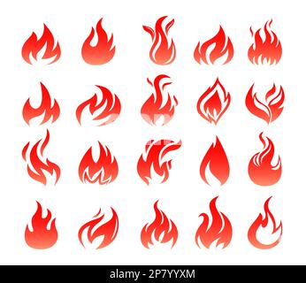 Satz einfacher roter Feuersymbole Stock Vektor