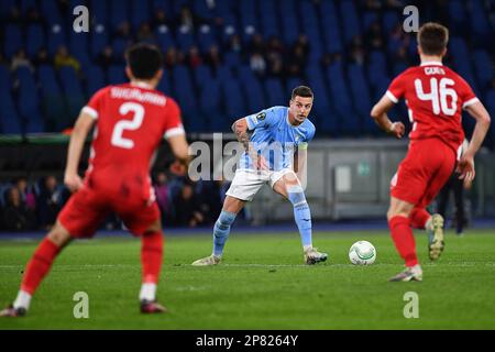 Rom, Italien. 07. März 2023. Sergej Milinkovic-Savic von SS Lazio während des UEFA Conference League-Spiels zwischen SS Lazio und Az Alkmaar im Stadio Olimpico am 7. März 2023 in Rom, Italien. (Foto: Gennaro Masi/Pacific Press) Kredit: Pacific Press Media Production Corp./Alamy Live News Stockfoto