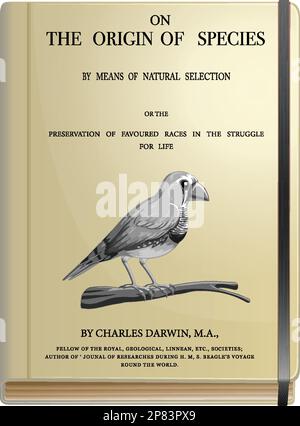 Charles Darwin und die Herkunft des Artenbuchs Stock Vektor