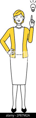 Rentner, Frau mittleren Alters, die sich eine Idee ausdenkt, Vector Illustration Stock Vektor