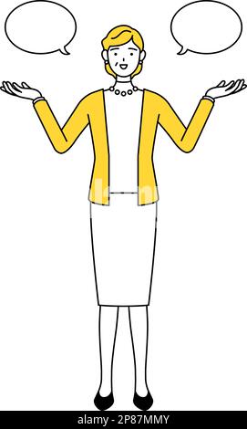 Rentner, Frau mittleren Alters, mit Abwischung und Vergleich, Vektor-Illustration Stock Vektor