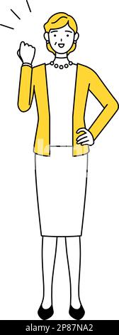 Rentner, Frau mittleren Alters, mutig posieren, Vektor-Illustration Stock Vektor