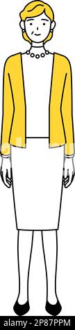Rentner, Frau mittleren Alters, stehend, Vektor-Illustration Stock Vektor